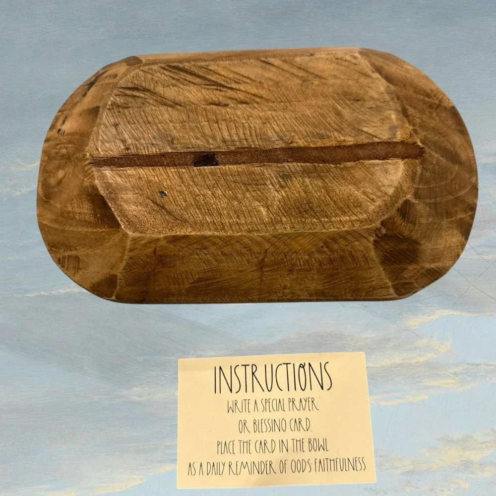 Solid Wood Small Dough Bowl Prayer Bowl 9.5